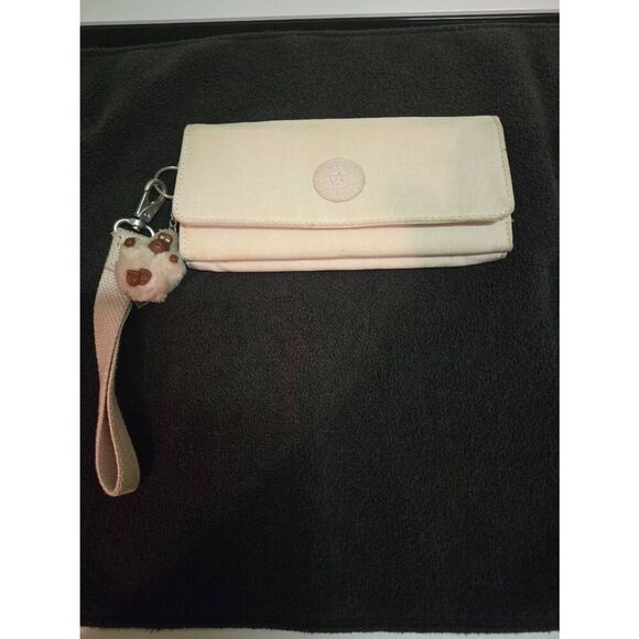 Kipling Rubi Large Wristlet Wallet Light Pink Removable Monkey Keychain 7.5x4x1 - Picture 1 of 9